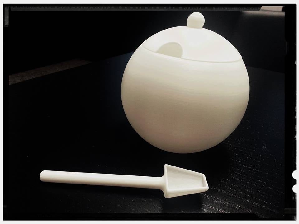 Simple Sugar Bowl with spoon