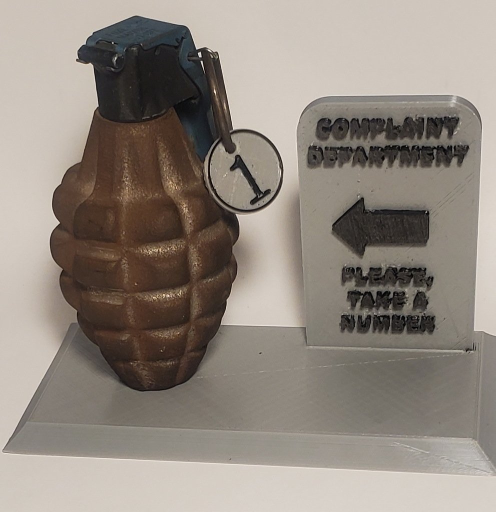 Complaint Grenade Sign (need a grenade mockup)