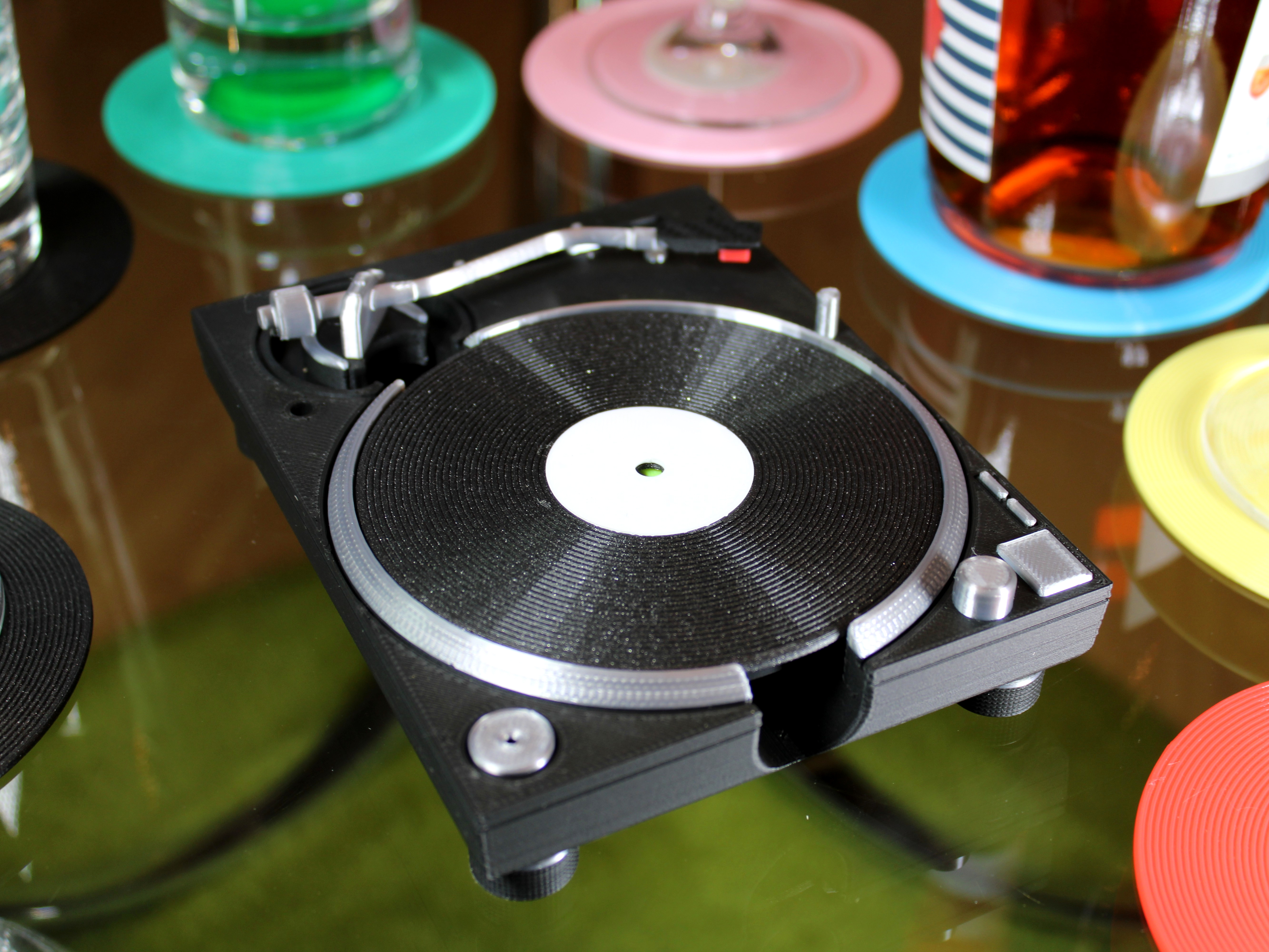 Record Coasters on Technics SL-1210 MK2 Holder