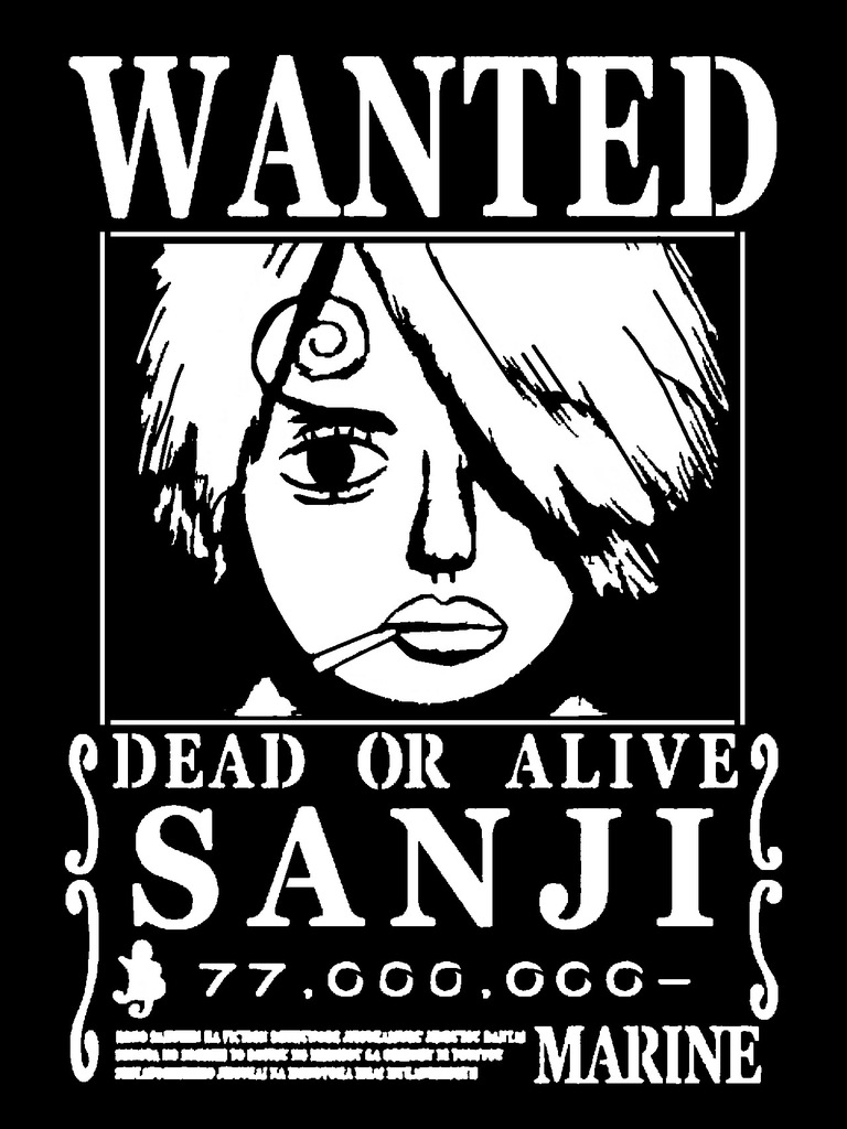 Wanted Poster Sanji stencil 2