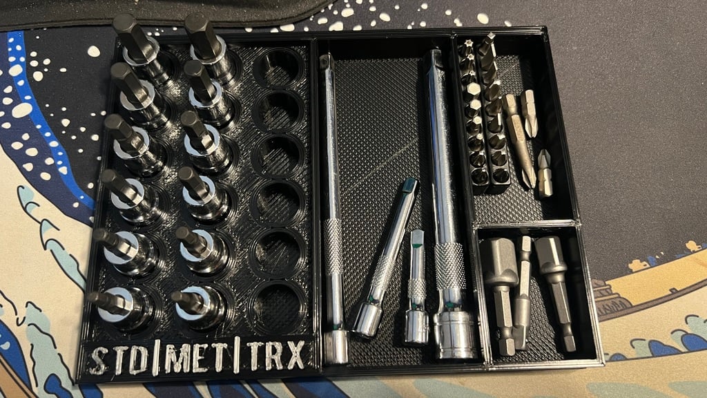 Harbor Freight 6 piece 3/8 in Drive Metric Hex/Torx Socket Set Tray