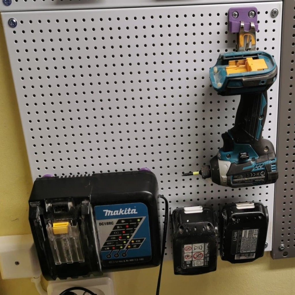 Makita charger pegboard mount (metric and imperial)