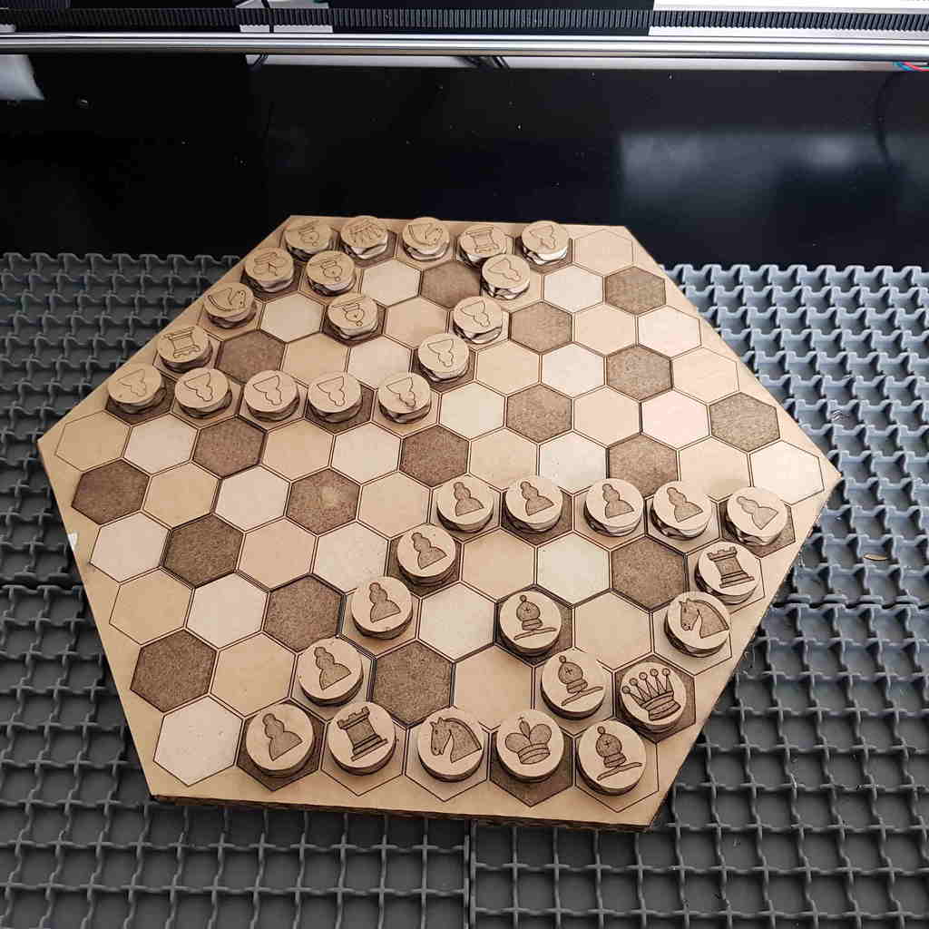 Hexagonal Chess Board laser cut