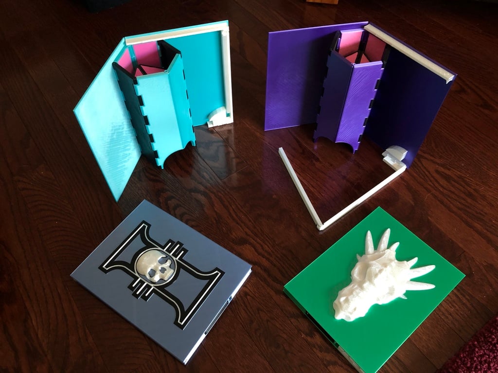Folding Dice Tower in a book