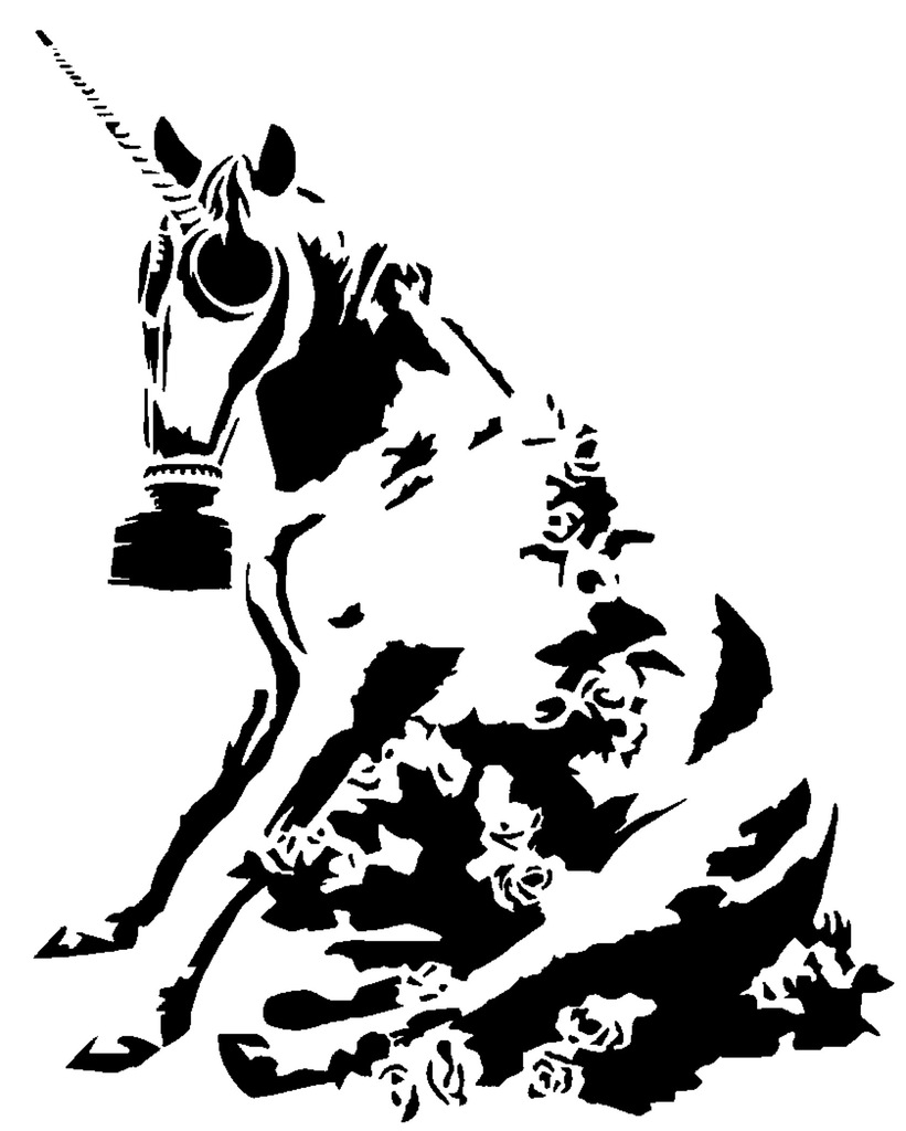 Gas Mask Unicorn stencil
