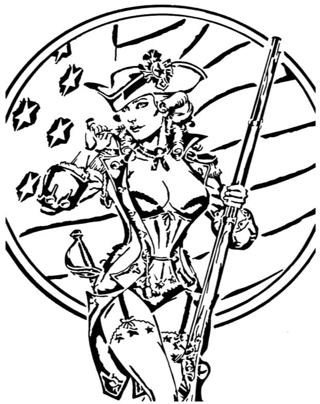 Militia Girl stencil
