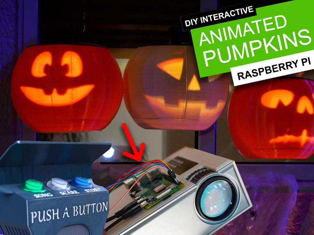 DIY Interactive Projected Pumpkins - Raspberry Pi controlled and 3D printed Halloween project