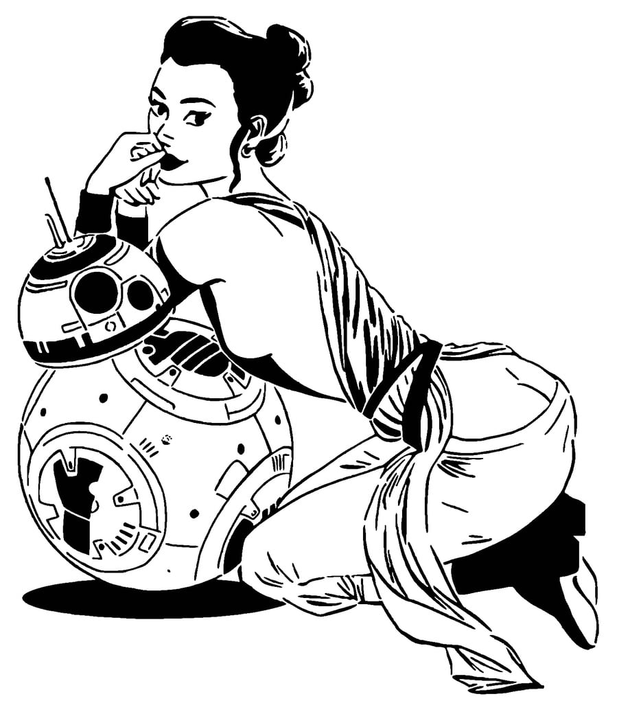 Rey and BB-8 stencil