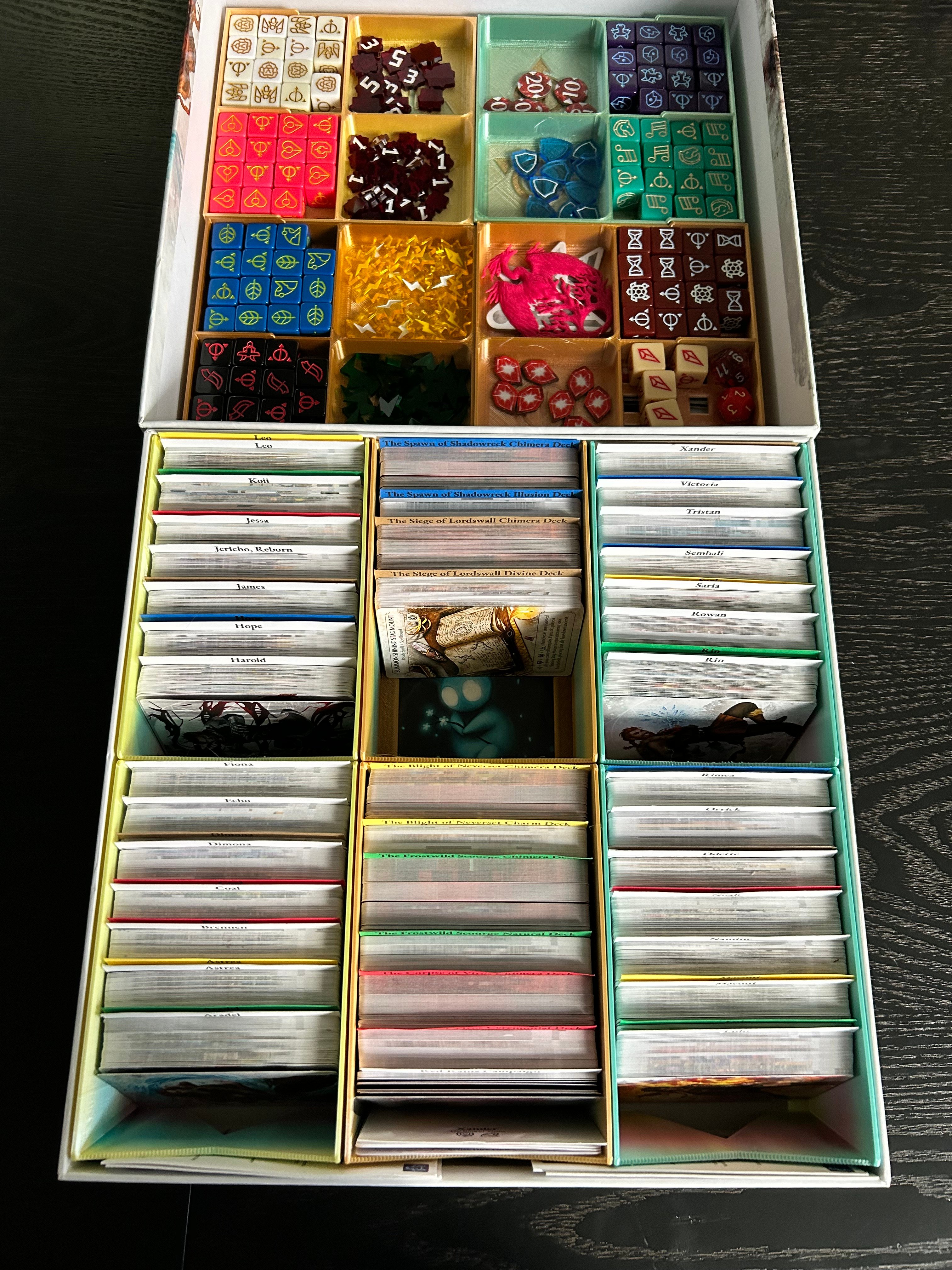 Ashes Reborn: Rise of the Phoenixborn + Red Rains Full Campaign One-Box Insert/Organizer - NO SLEEVES (or Partial Phoenixborn/Campaign SLEEVED)