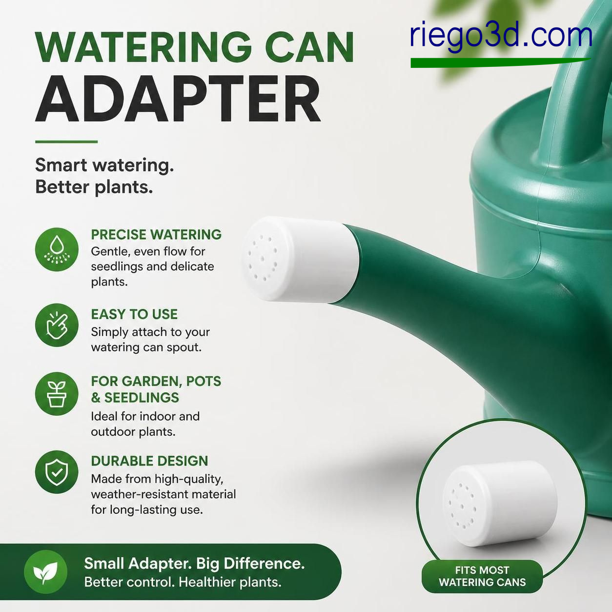 Water can adapter for precisely watering in your garden or balcony 3D model