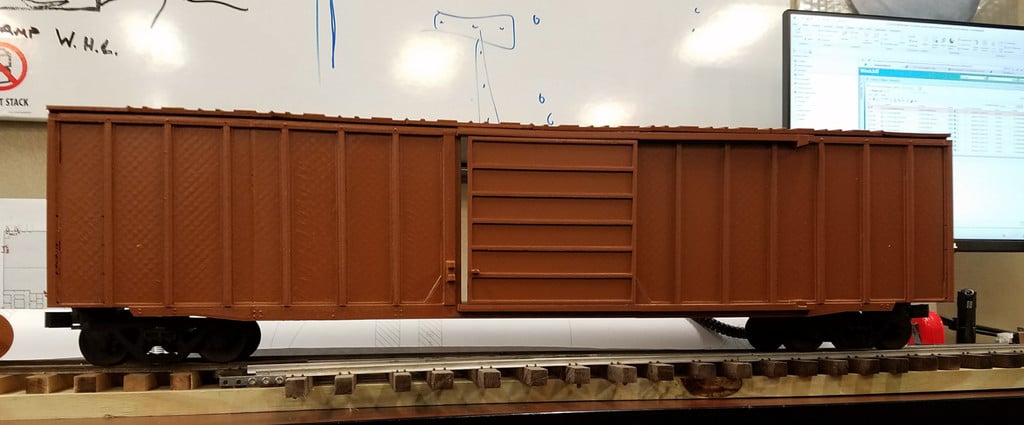 50ft Steel boxcar, F-scale Standard Gauge