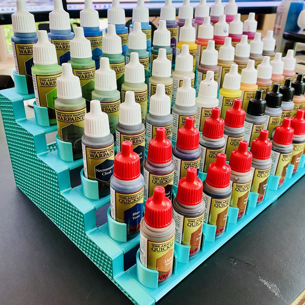 Modular holder for miniature paints and brushes