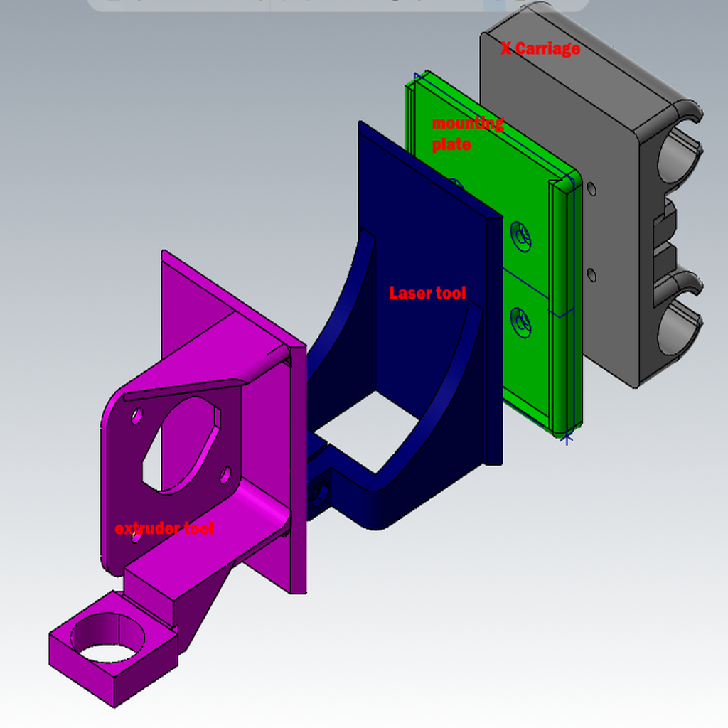 3d printer quick tool change - prusa i3 - extruder and laser engraver