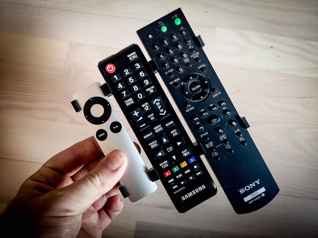 Clip for holding multiple remotes together including Apple TV and Samsung TV