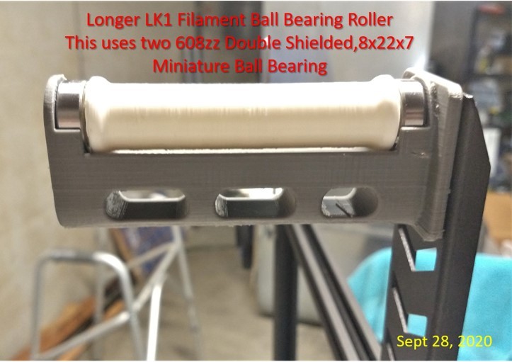 Longer LK1 Filament Roller - Ball Bearing