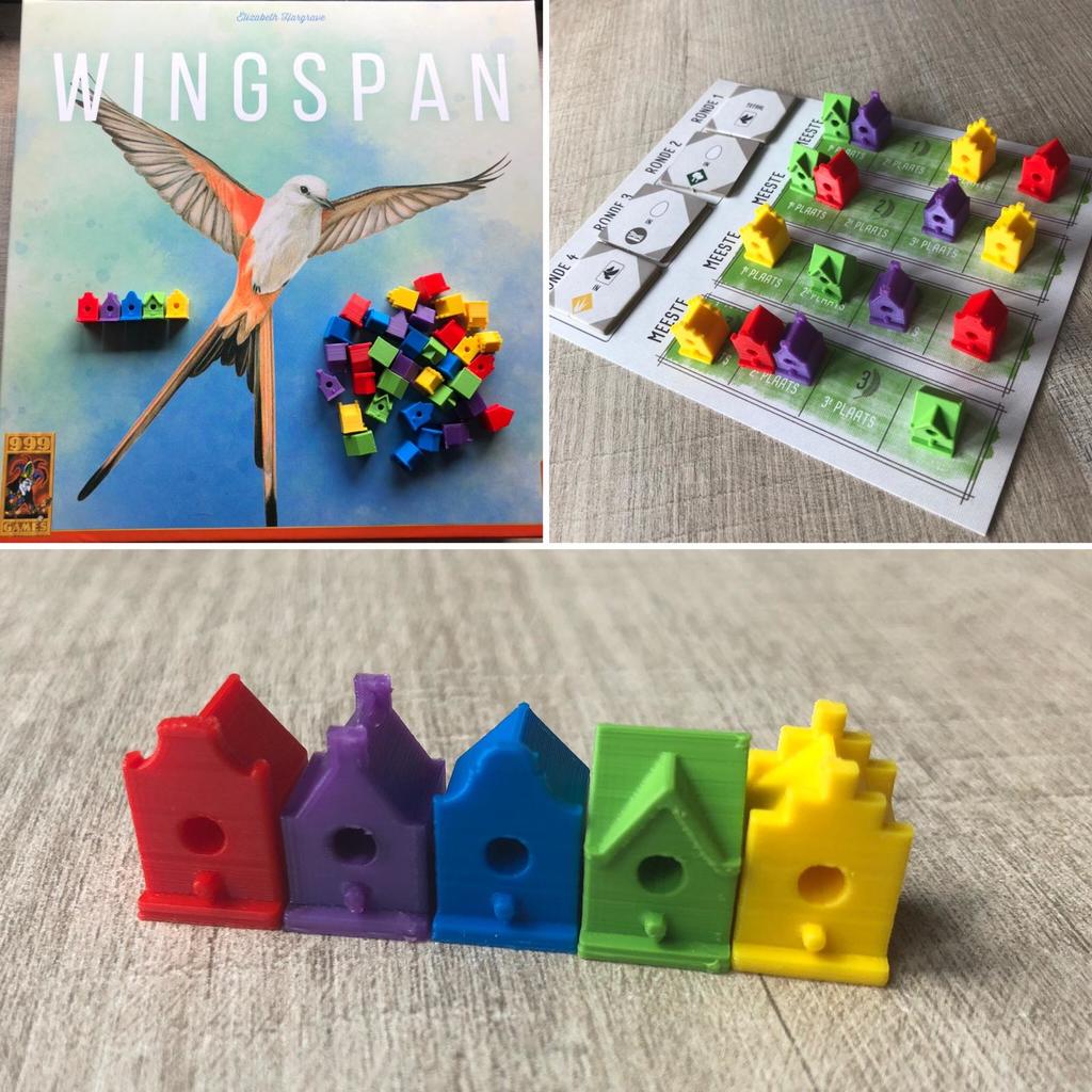 Wingspan boardgame birdhouse Dutch canal houses