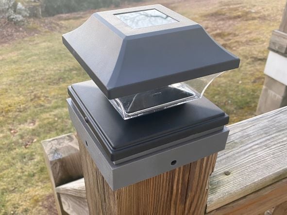 Solar light adapter for 6" deck posts with beveled top