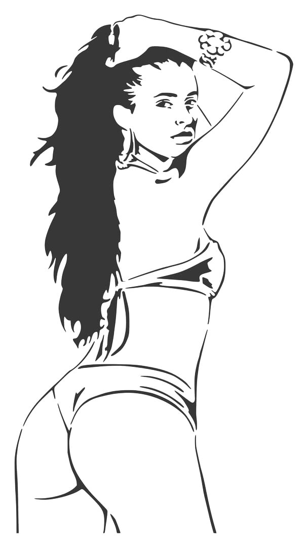 Swimsuit girl stencil