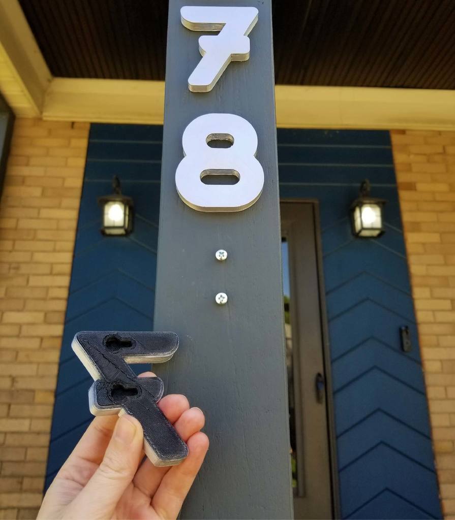 House numbers with hidden hardware