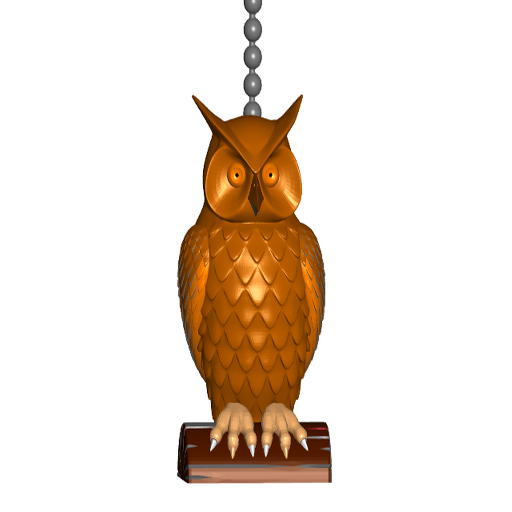 Stylized Owl Pull Ball Chain or Keychain Knob | Handle | Fob | Finials