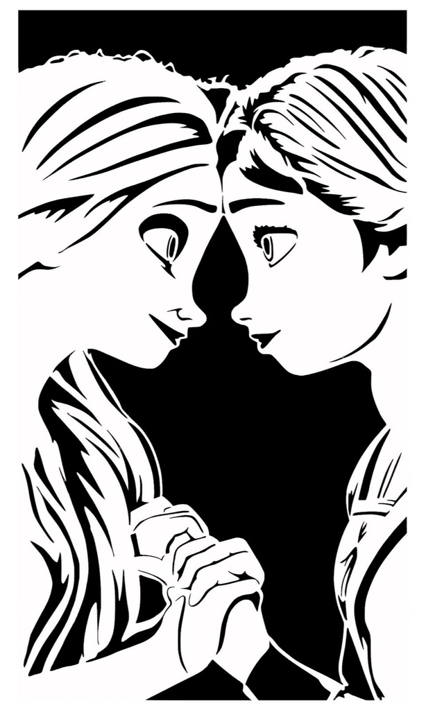  Anna and Elsa stencil 5