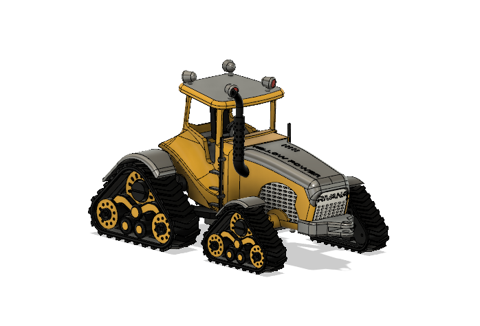 Yellow Industrial Tractor With Movements