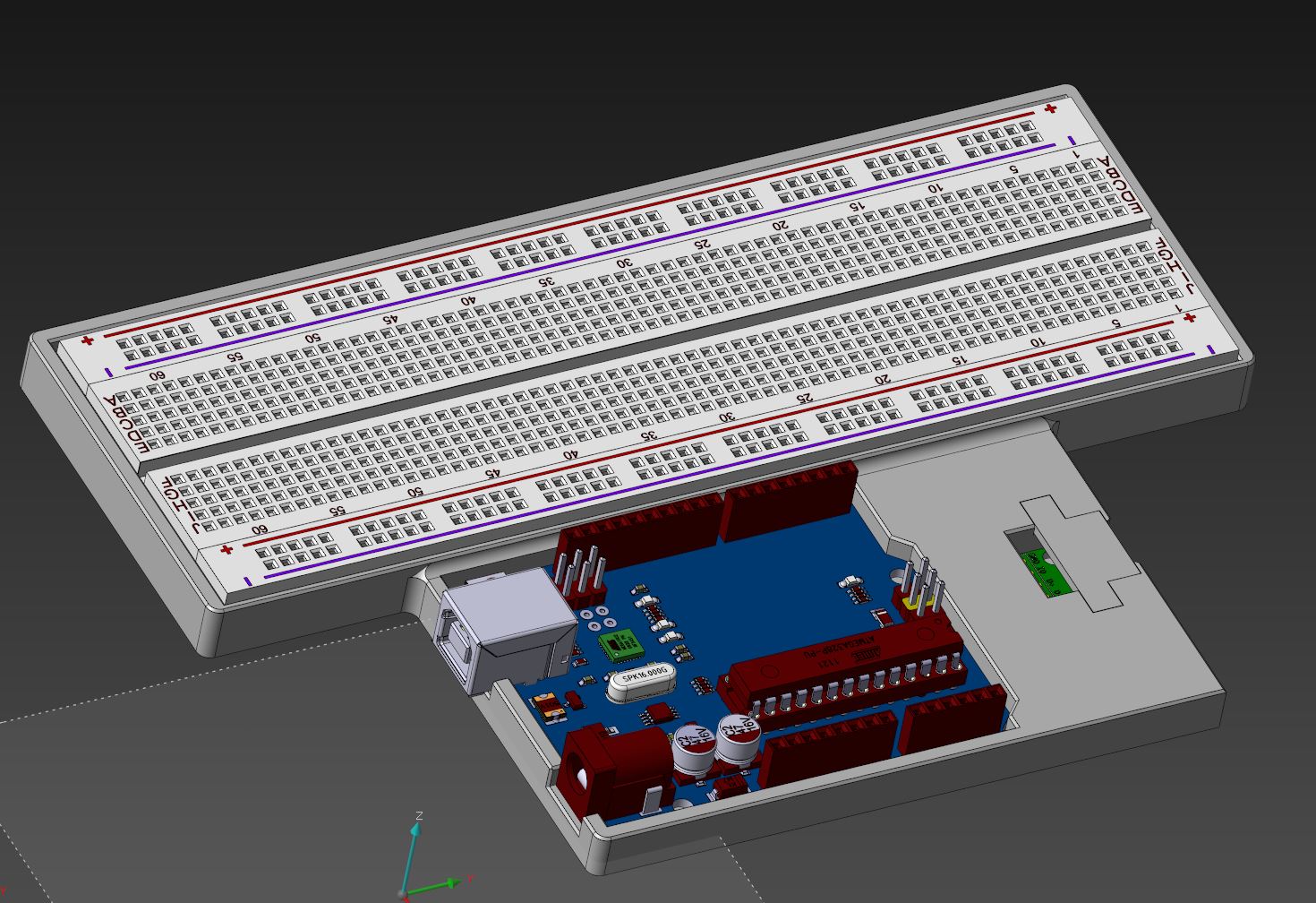 Arduino Uno Holder for Organized Testing with Micro USB Breakoutboard
