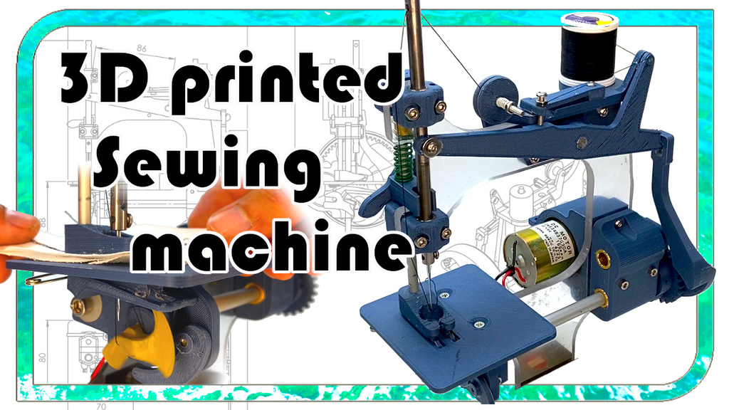 Functioning DIY sewing machine with chain stitch hook 