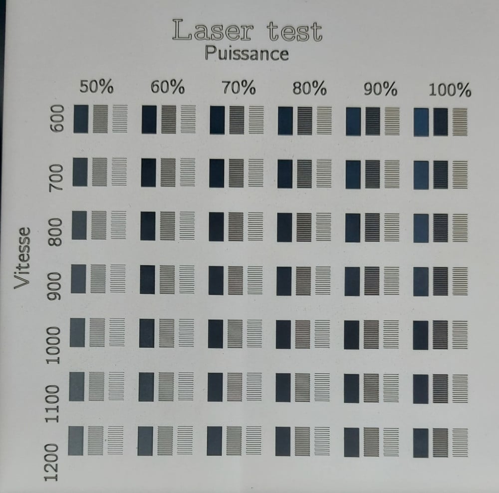 Laser tests for White tile engraving (Norton method) - Snapmaker 2.0