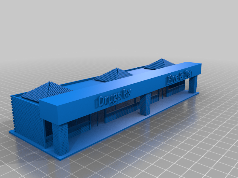 N-Scale Modern Strip Mall