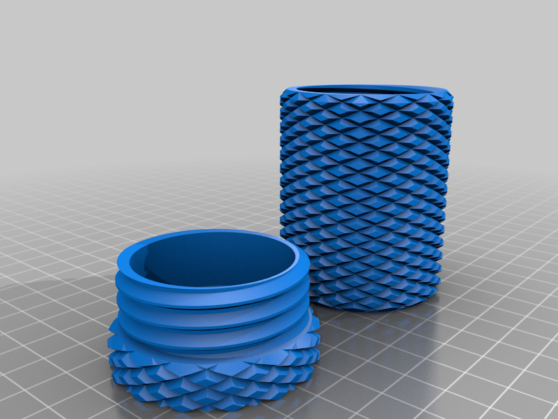 Long knurled container