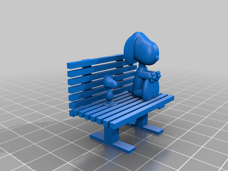 snoopy on a bench