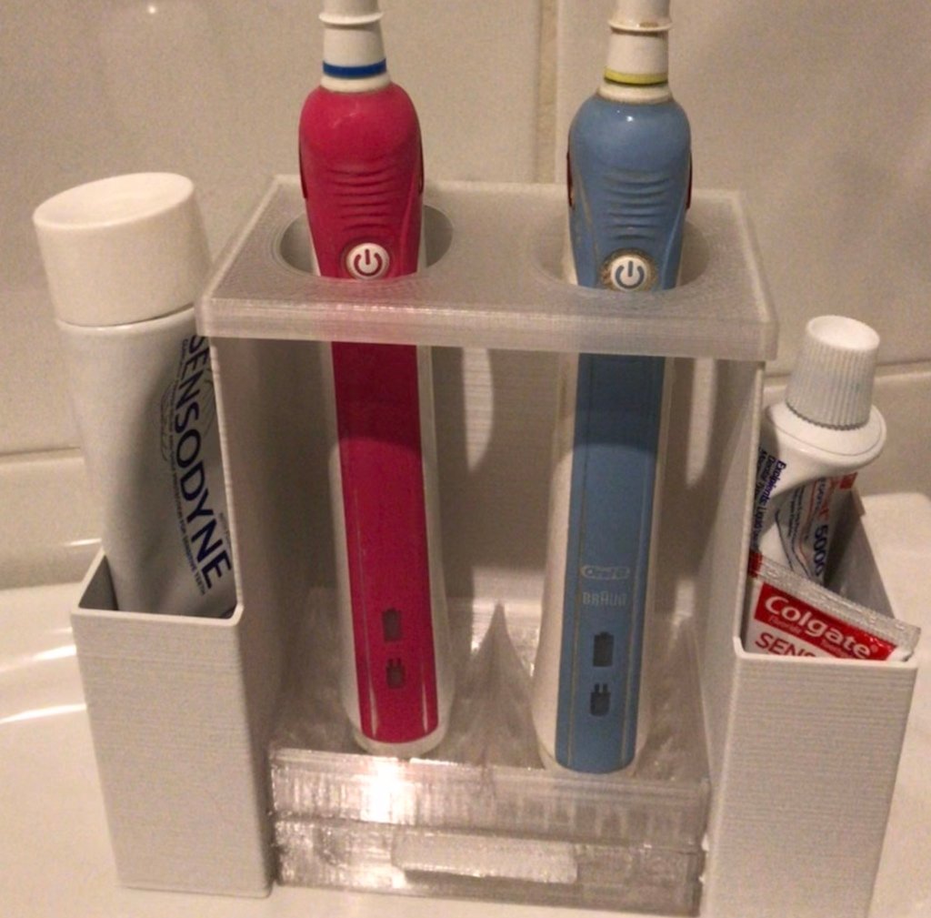 Electric Toothbrush Holder with Drip Tray - Double