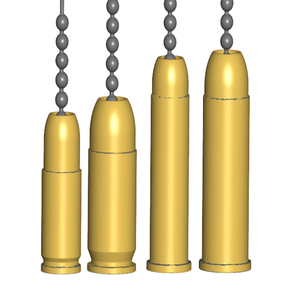 Handgun Ammo Pull Ball Chain, Keychain Knob | Handle | Fob | Finials