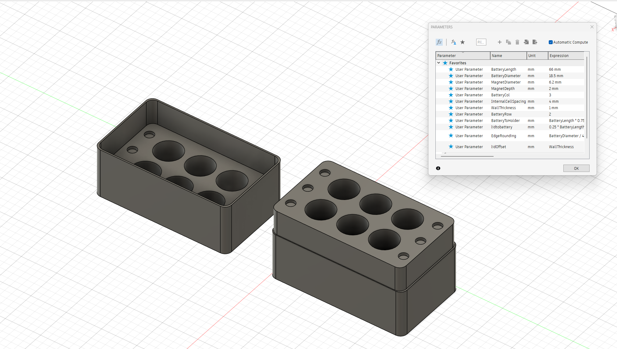 Parametric 18650 Battery Holder