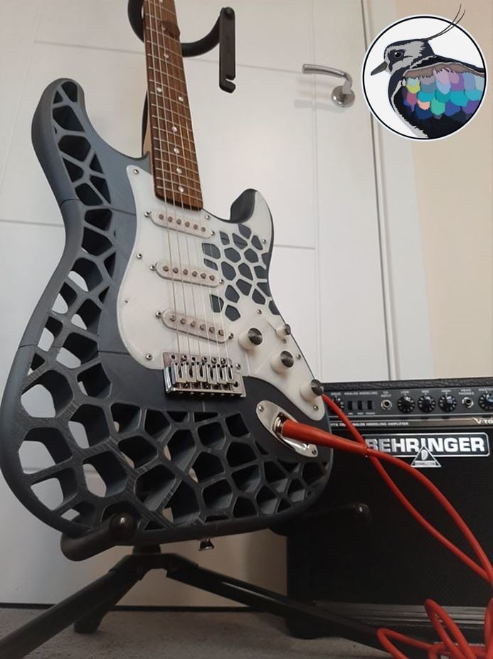 3D Printed Guitar Body - Stratocaster Type - Voronoi