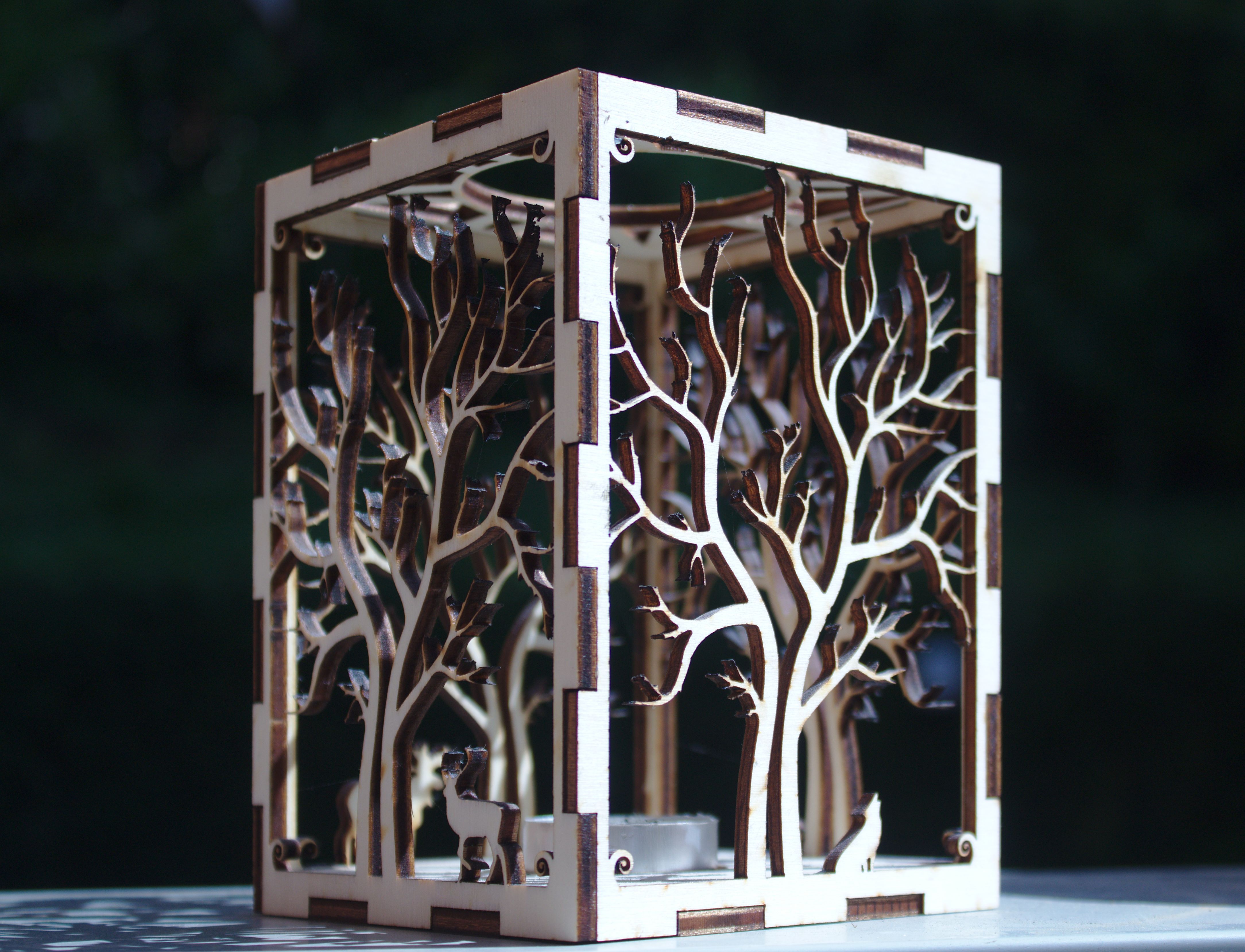 candle holder laser cut TREE + ANIMALS