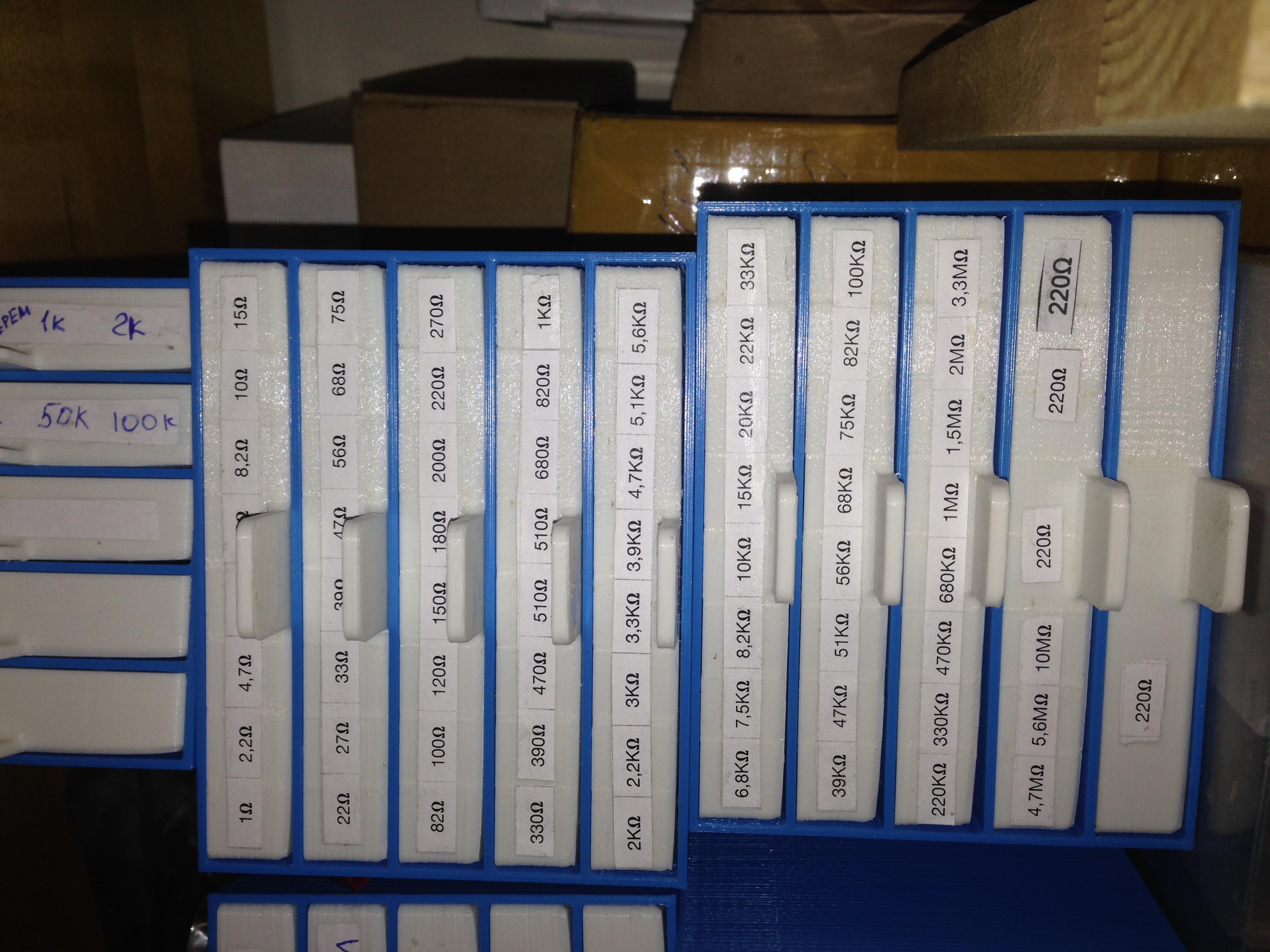 Storage Box resistor, capacitor, drawer, small parts drawers (customizable), storage, smd with stop lock, no accidental open.