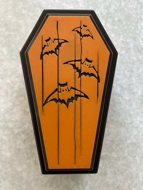 Twist Lock Coffin Topper with Flying Bats