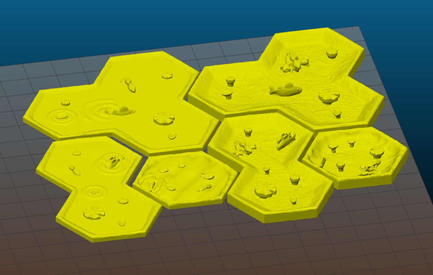 Water Tiles for Gloomhaven (1 & 2 & 3 Hex)