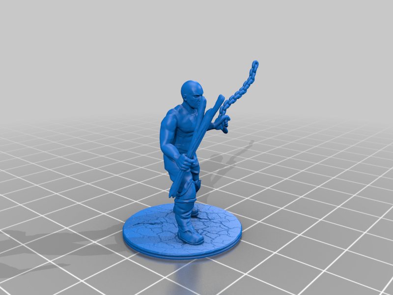 Bandit with Chain and Stick for Table Top Game Enemy