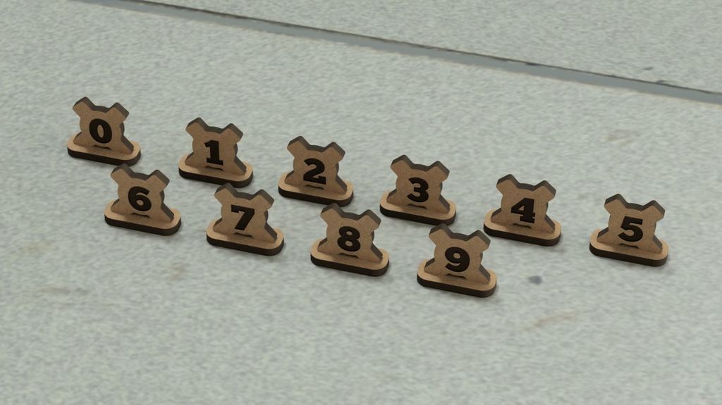 Zombicide Numbered Objective Markers, Laser-Cut