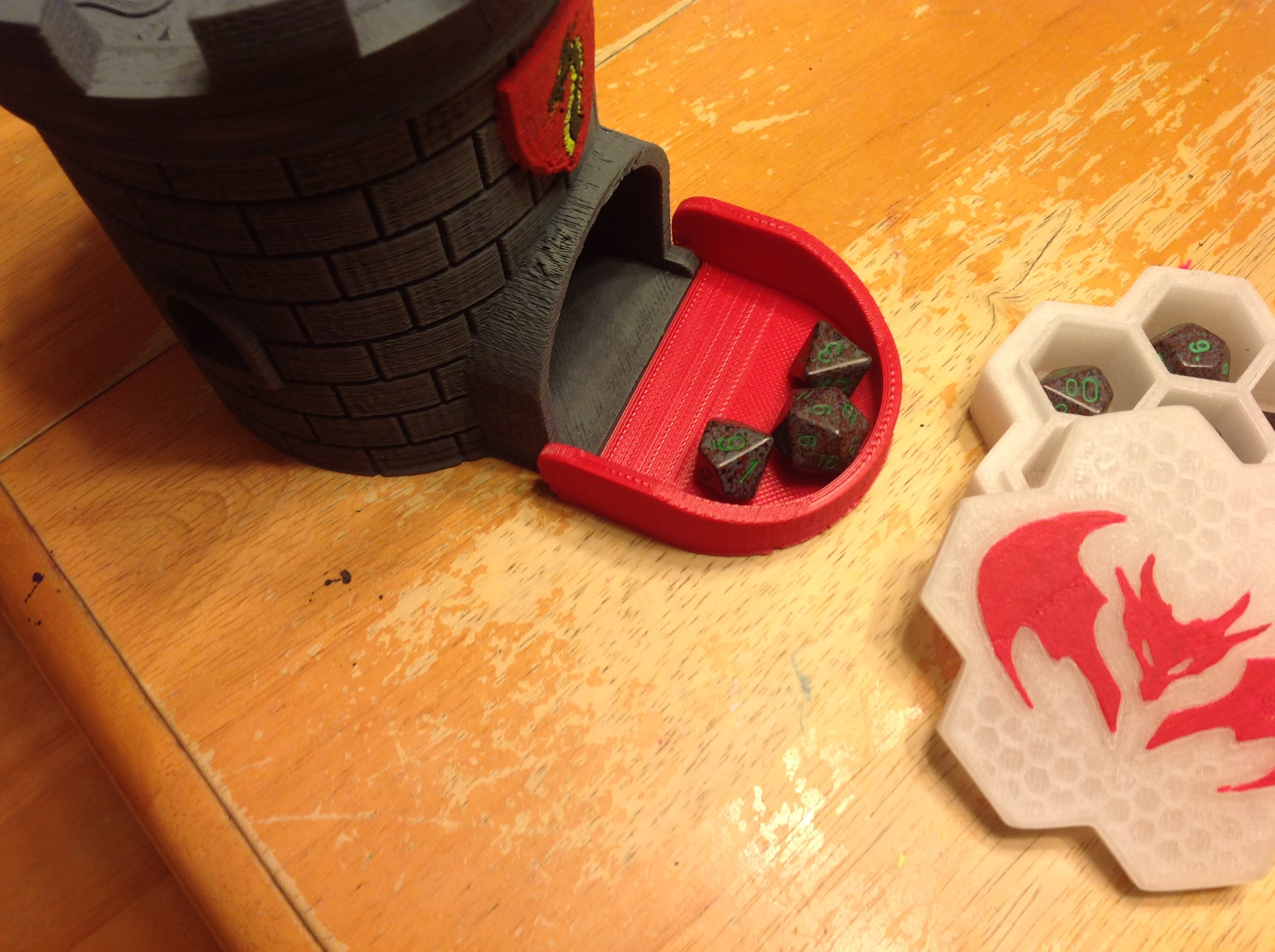 Dice Tower with Secret Chamber for Dice Storage