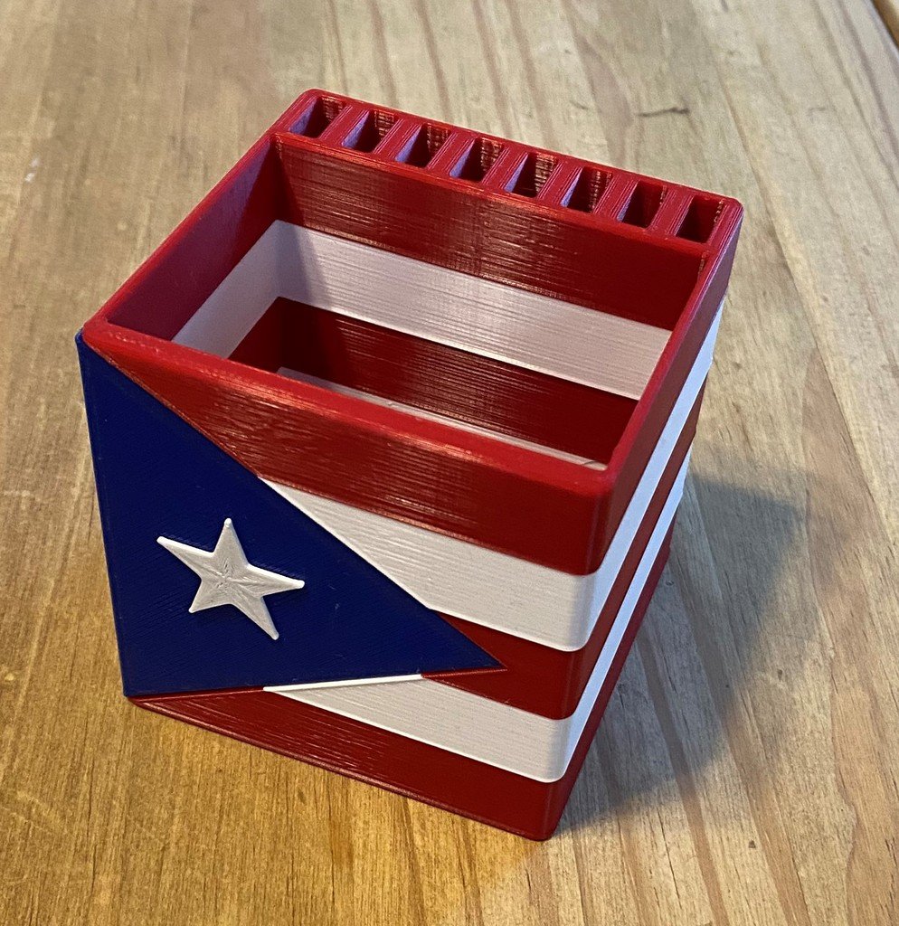 USB and Pencil Holder Puerto Rico and Cuba Flag