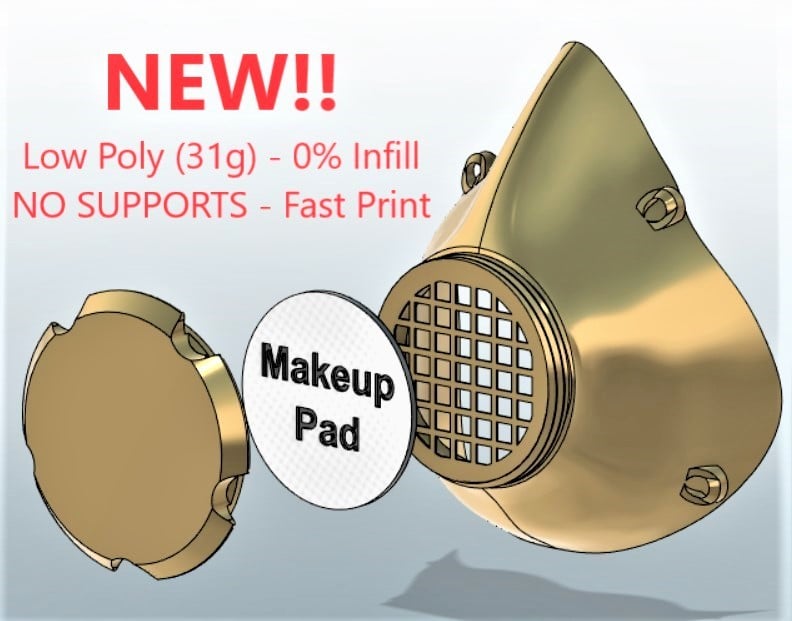 Makers Modular Mask System - Low Poly Covid-19 Face Mask Respirator - 3D Printed for Corona Virus and other Applications