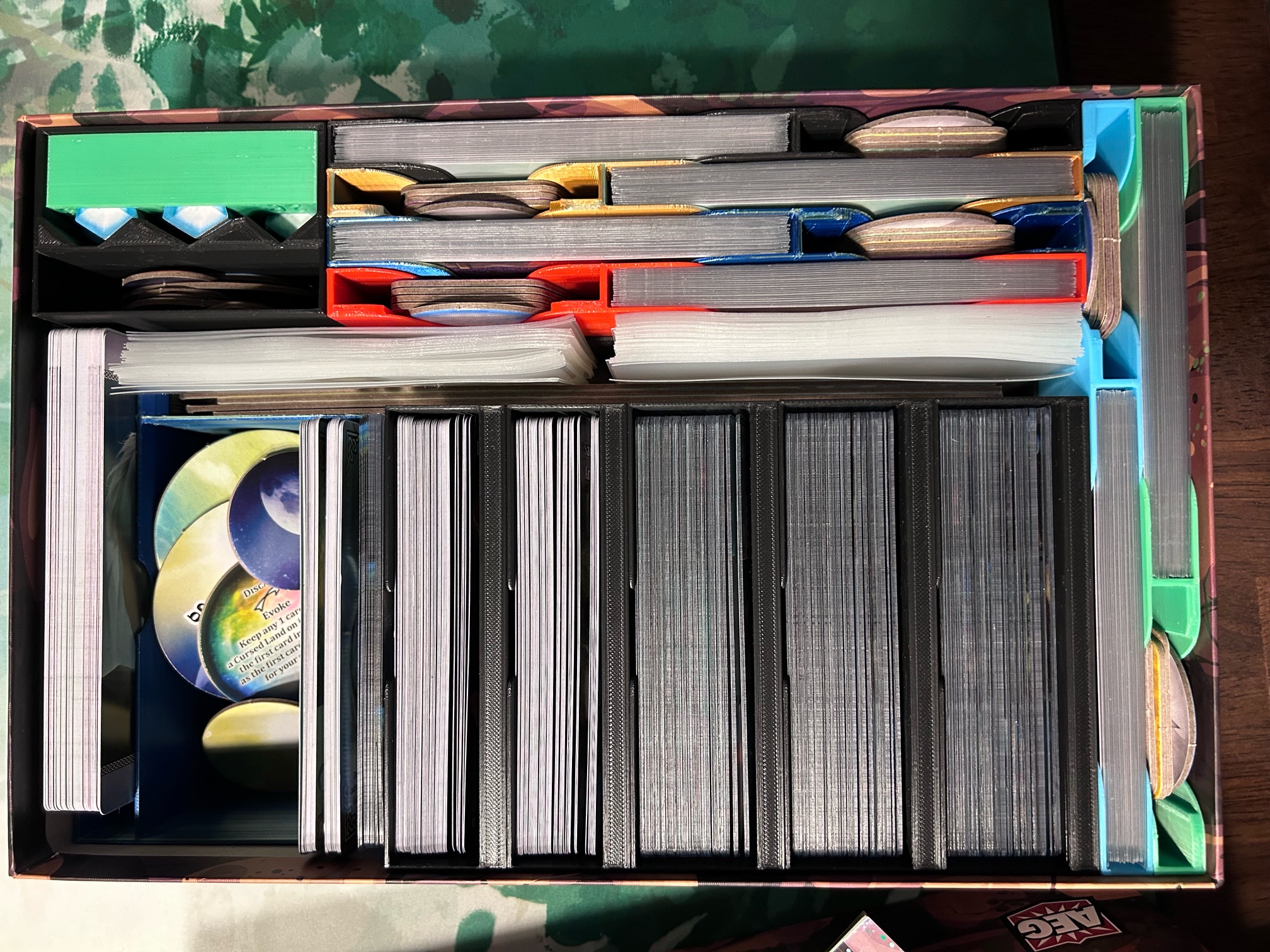 Organizer for Mystic Vale board game with Conclave, Harmony, and Vale of Magic expansions.
