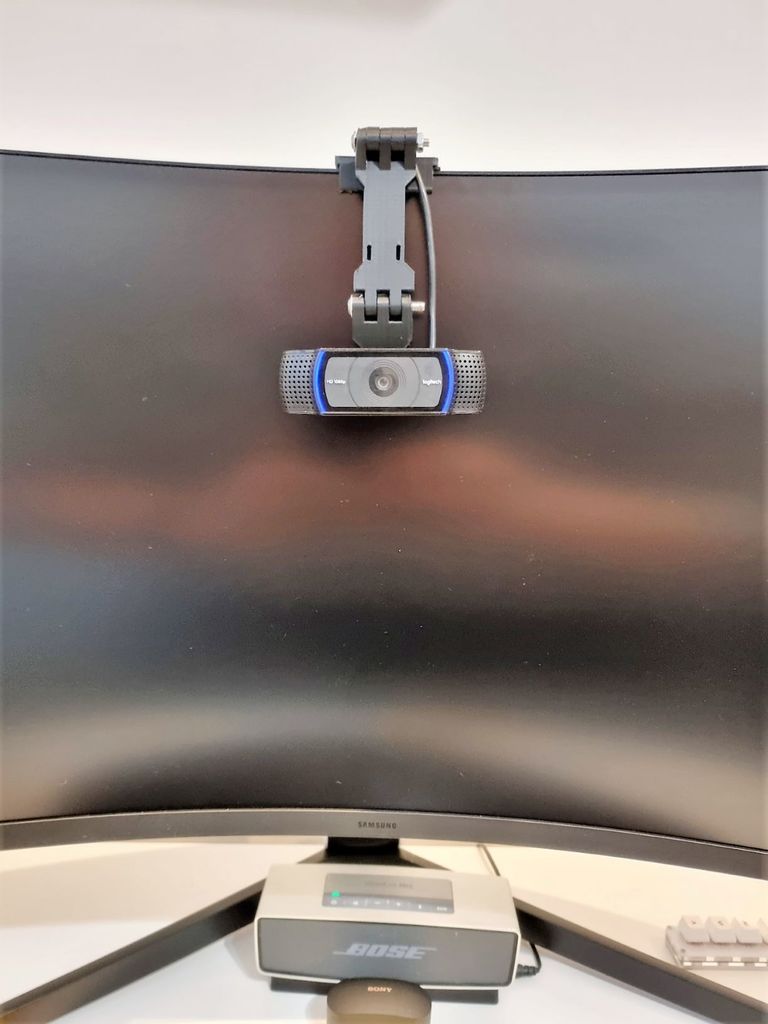 webcam mount - adjustable folding & eye contact height  