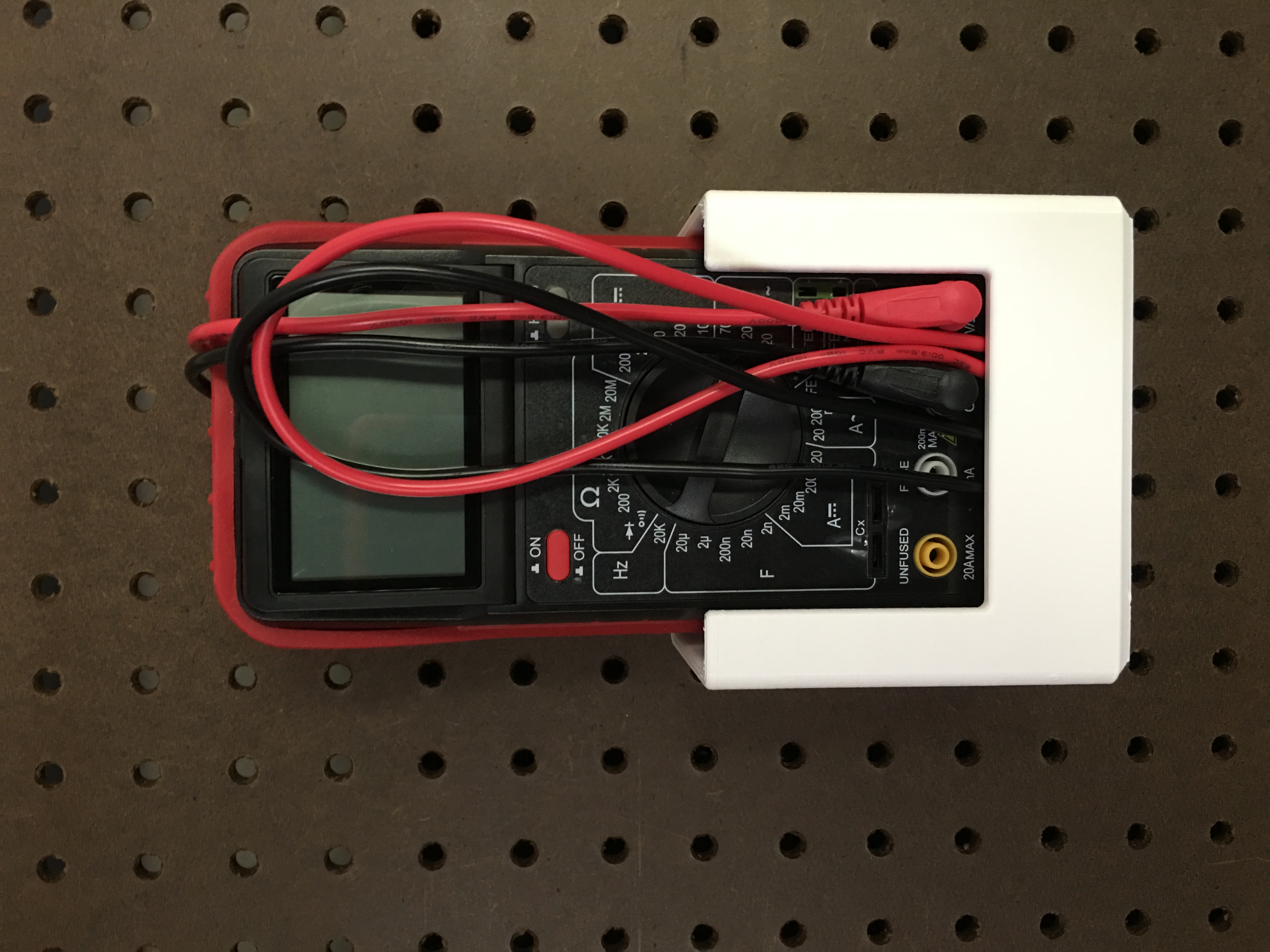 Pegboard holder for Centech 61593 multimeter