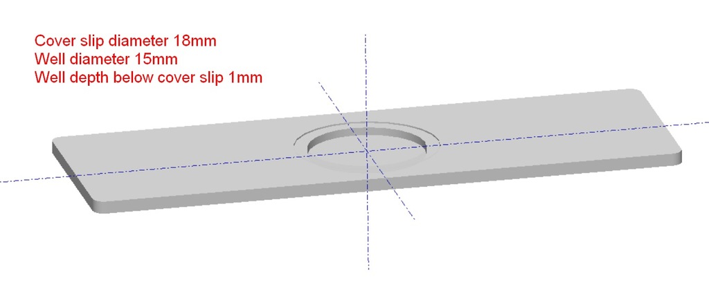 Microscope slide cell for 18mm cover slip, depth 1mm