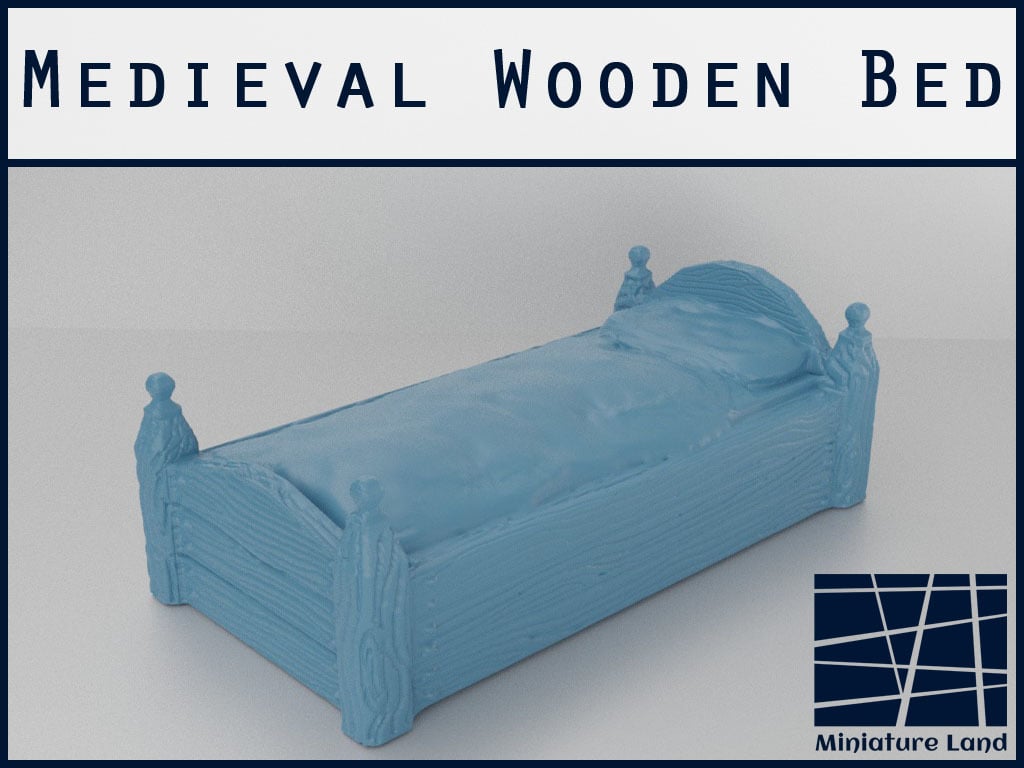 Medieval Wooden Bed - Tabletop Gaming